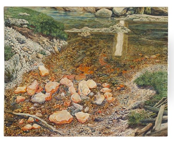 An Interior With A Dancing Master Playing A Pochette En Bateau With His Young Female Companion Playing The Duleimer Oil Painting by Rudolf Schlichter