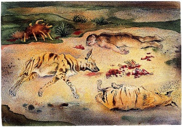 An Interior With A Dancing Master Playing A Pochette En Bateau With His Young Female Companion Playing The Duleimer Oil Painting by Rudolf Schlichter