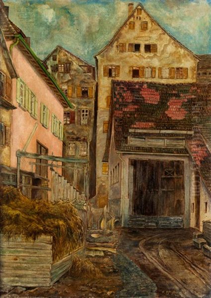 Dorfansicht Oil Painting by Rudolf Schlichter