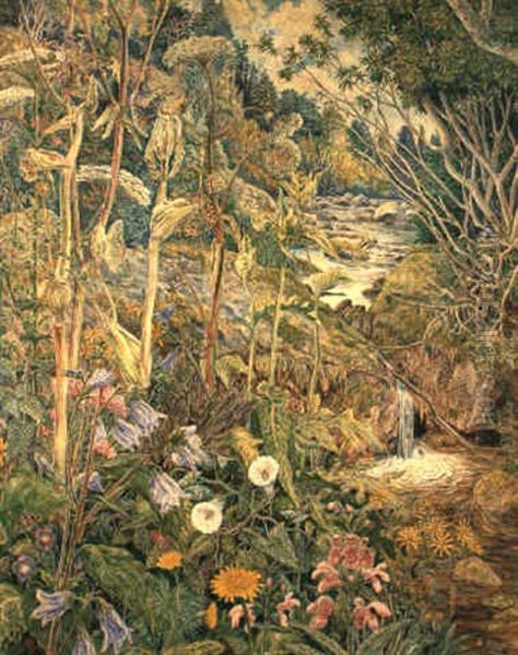 Waldbach Mit Blumen Am Ufer Oil Painting by Rudolf Schlichter