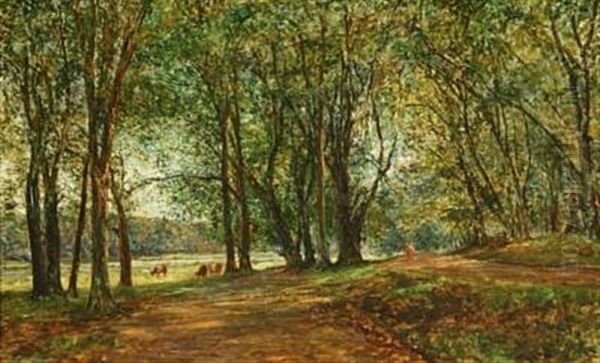 Forest Scenery Oil Painting by Karl Peter August Schlichting-Carlsen