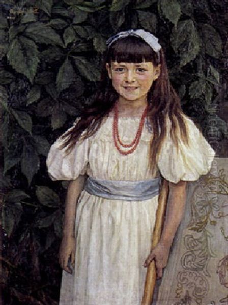 Barneportraet Oil Painting by Johann Christopher Schlichtkrull