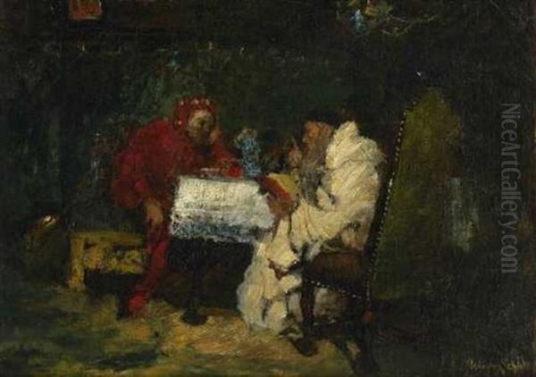 Eine Ernste Unterhaltung Oil Painting by Heinrich Schlitt