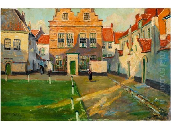 Ansicht Eines Dorfplatzes Oil Painting by Willy Schlobach