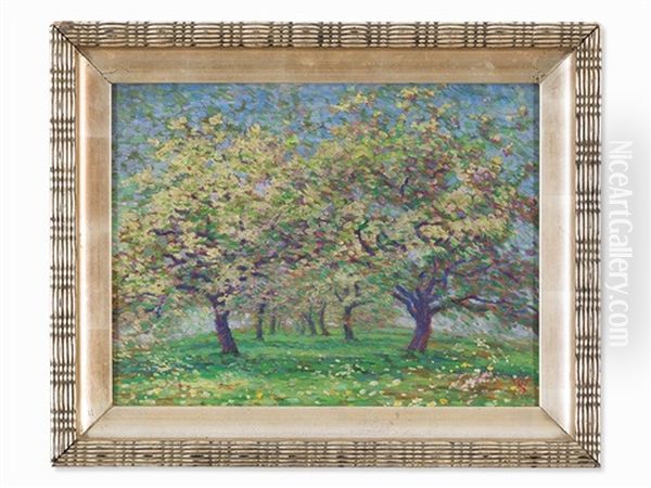Apple Trees At Lake Constance, Germany Oil Painting by Willy Schlobach