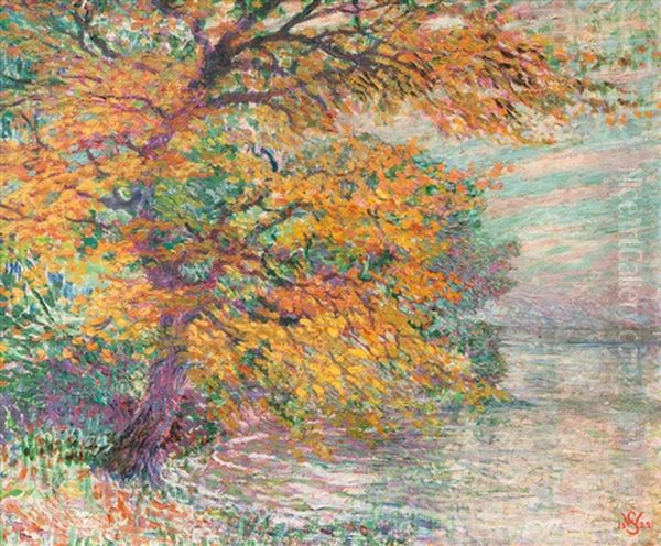 Indian Summer By Lake Constance Oil Painting by Willy Schlobach