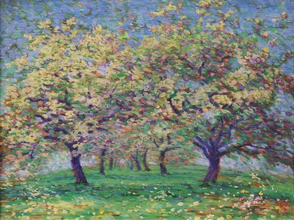 Blossoming Trees Oil Painting by Willy Schlobach
