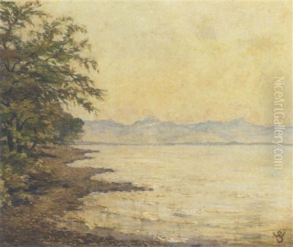 At The Shore At Dusk Oil Painting by Willy Schlobach
