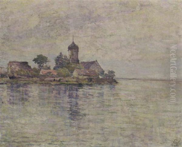 Bridge At The Bodensee Oil Painting by Willy Schlobach