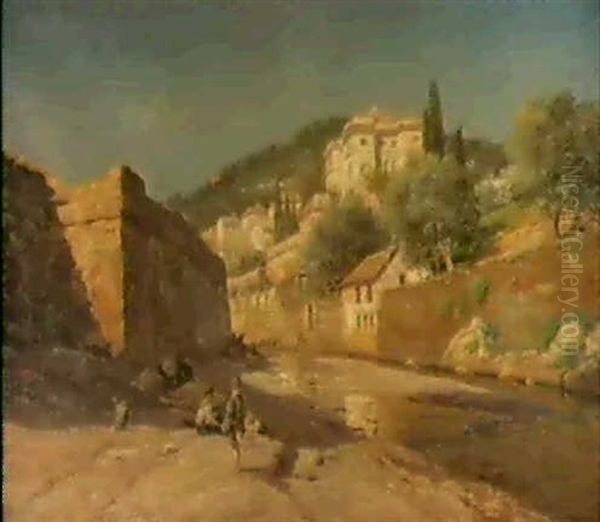 Villa Bonora Nervi (riviera Levante) Oil Painting by August Schlueter