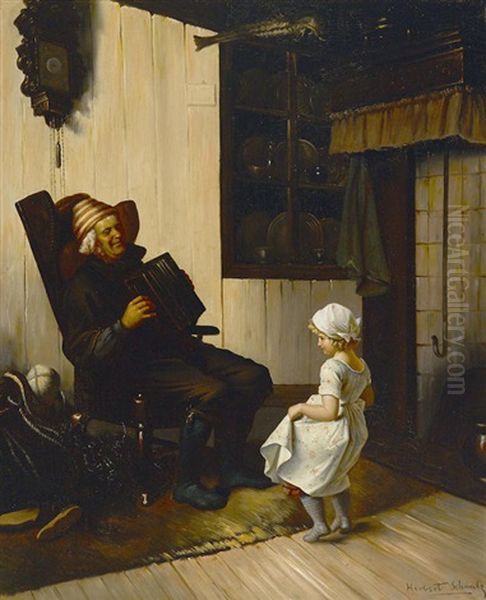 A Moment With Grandpa Oil Painting by Herbert Gustav Schmalz