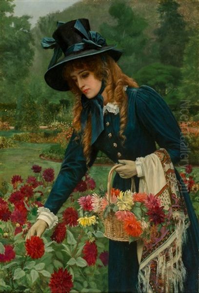 The Flower Girl, 1900 Oil Painting by Herbert Gustav Schmalz