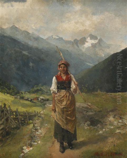 Tobadill Mit Riffler Oil Painting by Mathias Schmid