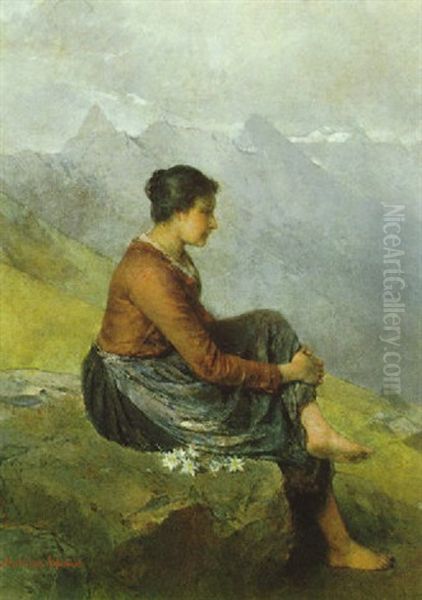 In Gedanken Oil Painting by Mathias Schmid