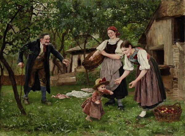 Der Erste Schritt Oil Painting by Theodor Schmidt