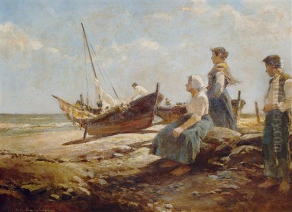 Fischerboote An Der Adriatischen Kuste Oil Painting by Hermann Schmidtmann