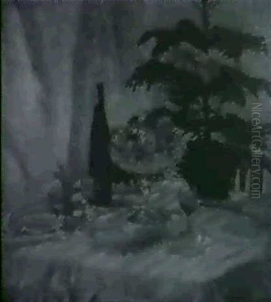 Stilleben Mit Weinflasche Oil Painting by Alfred Schnaars