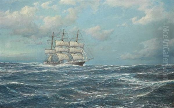 Vollschiff Auf Bewegter See Oil Painting by Carl Wilhelm Hugo Schnars-Alquist