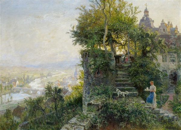 Sommerabend An Der Mosel Oil Painting by Hermann Schnee