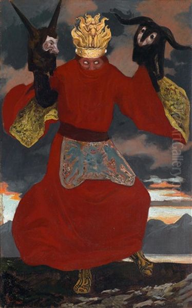 Der Schamane Oil Painting by Sascha Schneider