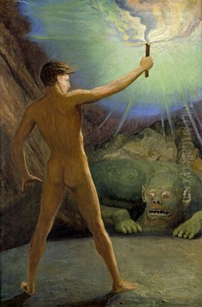 Lichtsieg (prometheus) Oil Painting by Sascha Schneider