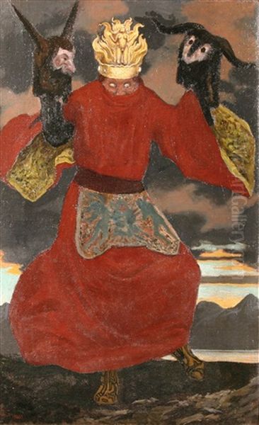 The Shaman Oil Painting by Sascha Schneider