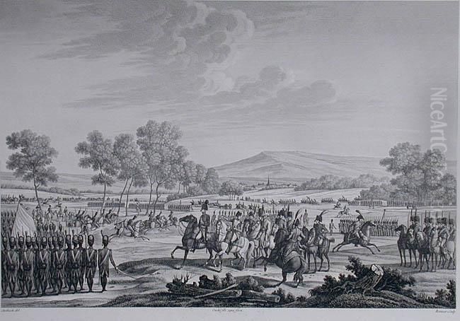 Napoleon Wizytujacy Wojska Pod Tylza Oil Painting by Edme Bovinet