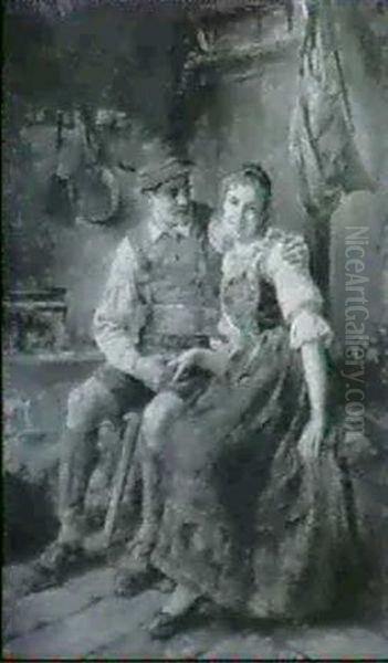 Junges Bauernpaar In Der Kuche Oil Painting by Max Schneidt