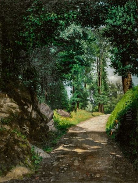 Luzern - Hohlweg Bei Moosmatt Oil Painting by Jost Schnyder von Wartensee