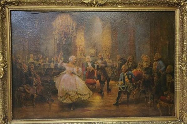 European Oil On Board Of Music Festival, Signed Oil Painting by Georg Schoebel