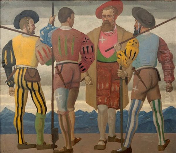 Eidgenossen Oil Painting by Karl Friedrich Schobinger