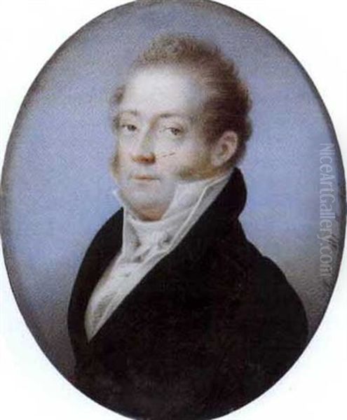 Bildnis Des Fursten Alois Wenzel Kaunitz-rietberg In Dunklem Rock Und Hohem Kragen Oil Painting by Johann Christian Schoeller