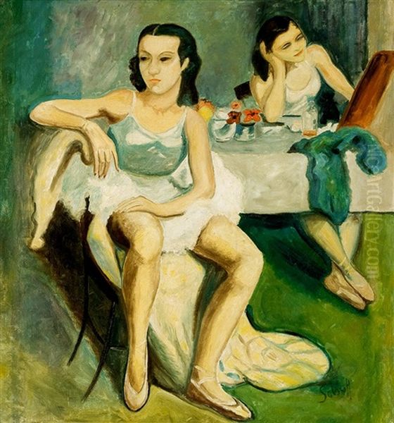 Vor Der Auffuhrung (ballett-tanzerinnen In Der Umkleidekabine) Oil Painting by Otto Schoff