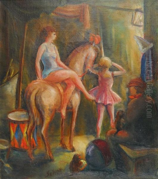 Hinter Den Kulissen Oil Painting by Otto Schoff