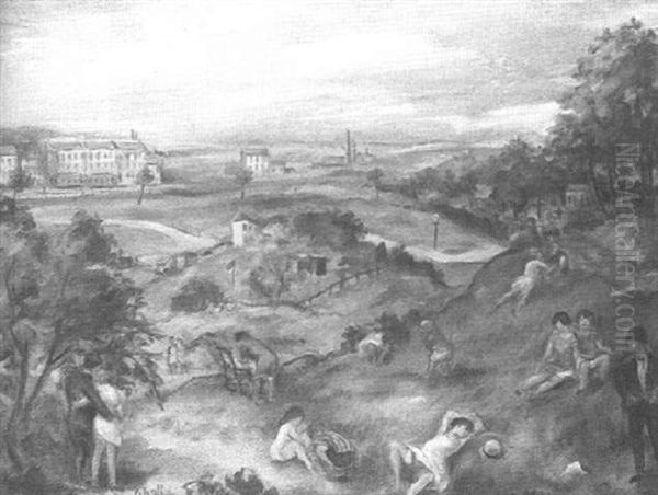 Vorstadtlandschaft Oil Painting by Otto Schoff