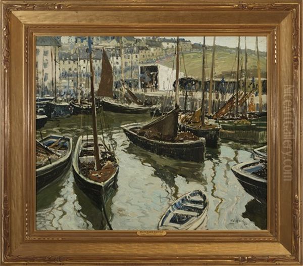 River Meadow With Cattle Grazing Oil Painting by Walter Elmer Schofield