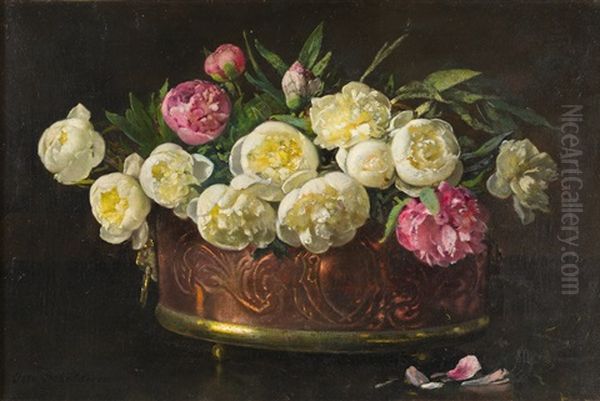 Kupferkubel Mit Pfingstrosen Oil Painting by Otto Scholderer