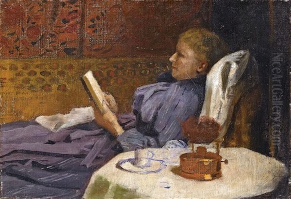 Bildnis Der Ehefrau Luise Oil Painting by Otto Scholderer