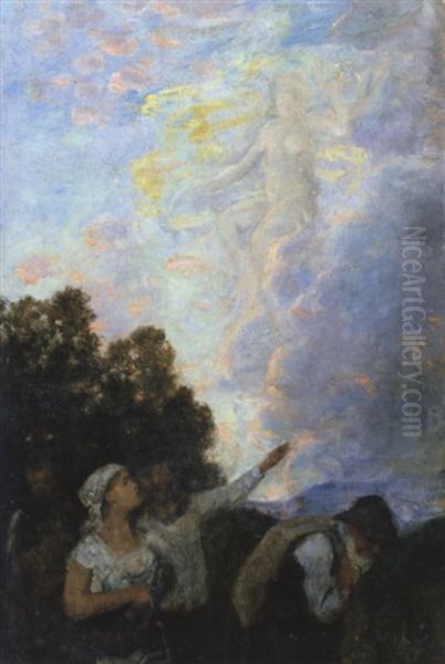 Die Vision Oil Painting by Otto Scholderer