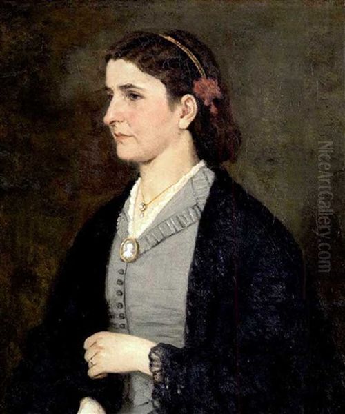 Brustbild Einer Dame Im Halbprofil Nach Links Oil Painting by Otto Scholderer