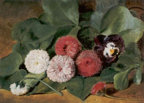 Blumenstilleben Mit Stiefmutterchen Oil Painting by Otto Scholderer