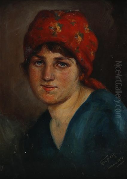 Madchenportrat Oil Painting by Fritz Scholl