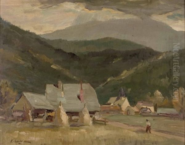 Dorflandschaft Oil Painting by Leopold Scholm