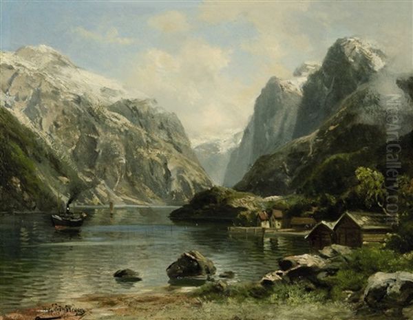Fjordlandschaft Oil Painting by Alfred K.J.O. von Schoenberger