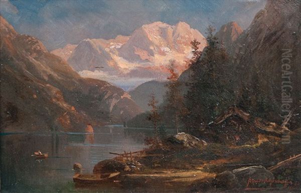 Paar Gegenstucke: Alpenlandschaften Oil Painting by Alfred K.J.O. von Schoenberger