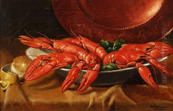 Krebsstilleben Oil Painting by Alfred Schoenian