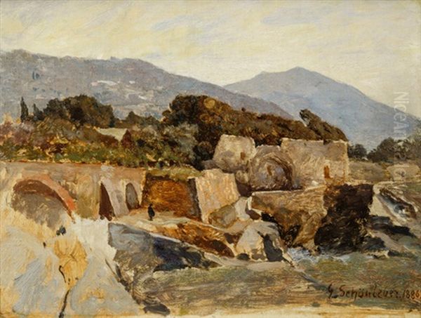 Capolungo Riviera Oil Painting by Gustav Schoenleber