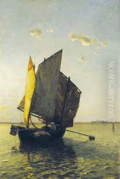 Venezianisches Fischerboot Oil Painting by Gustav Schoenleber