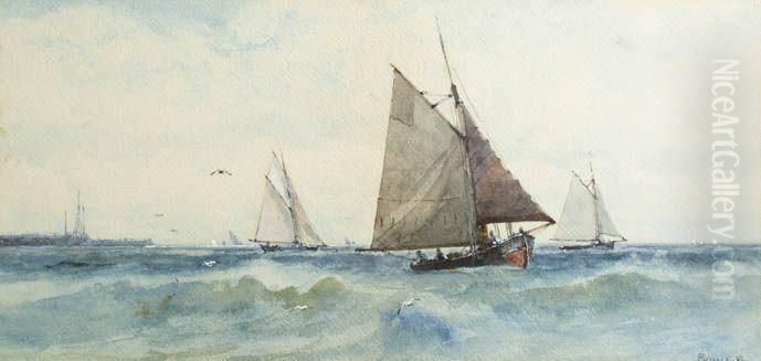 Sailboats Oil Painting by Alexander Bower