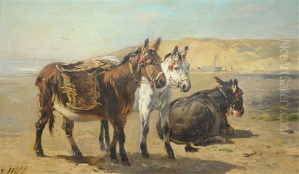 Les Anes Sur La Plage Oil Painting by Henry Schouten